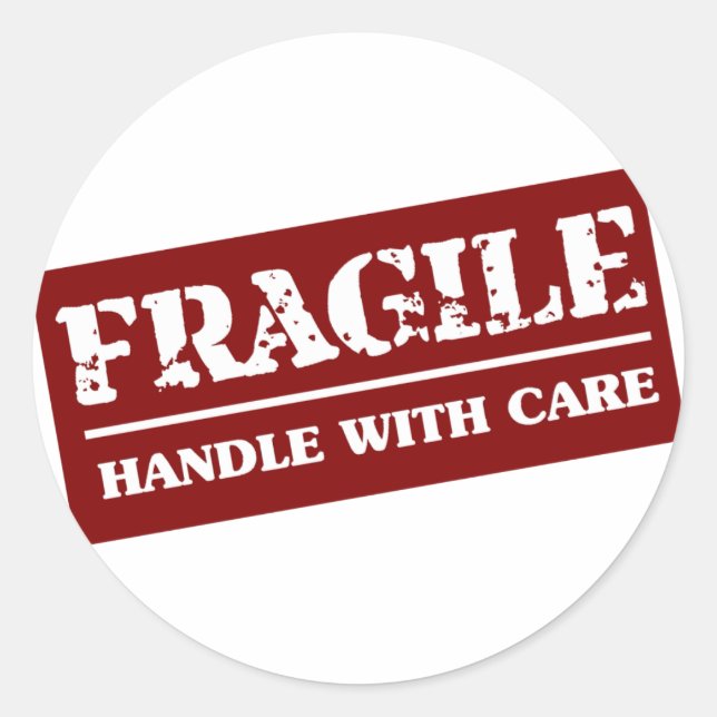 Sticker Rond Poignée fragile avec article de soins (Devant)