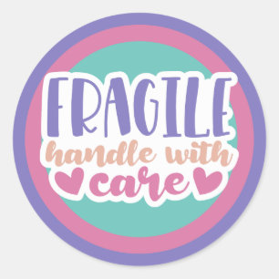Sticker Rond Poignée fragile avec précaution - couleurs personn