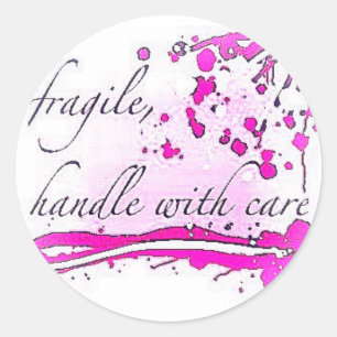 Sticker Rond poignée fragile avec soin