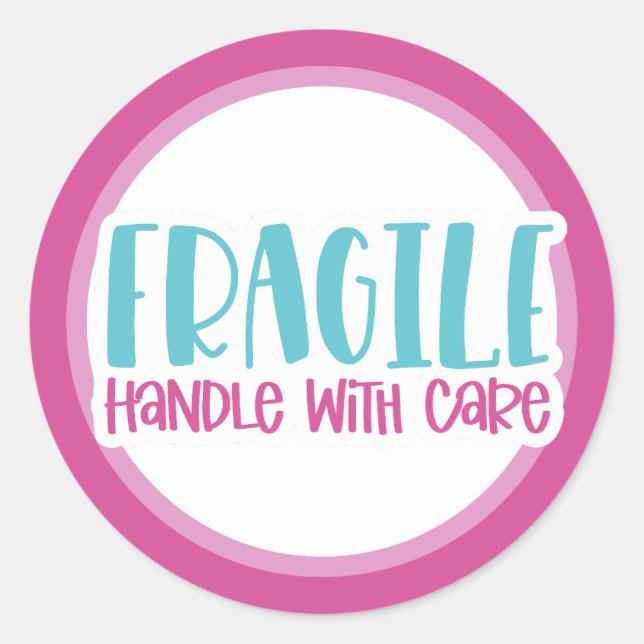 Sticker Rond Poignée fragile avec soin (Devant)