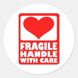 Sticker Rond Poignée fragile avec soin