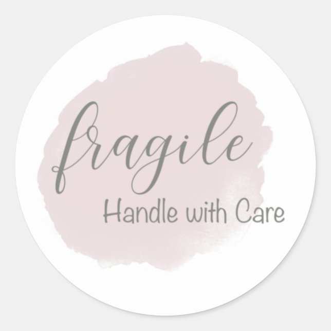 Sticker Rond Poignée fragile avec soin (Devant)