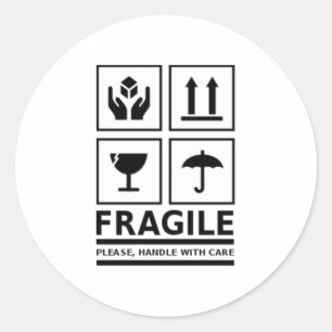 Sticker Rond Poignée fragile avec soin