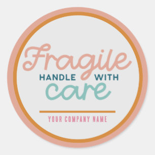 Sticker Rond Poignée Fragile Avec Soin Personnalisé