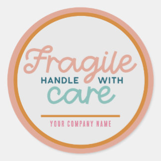Sticker Rond Poignée Fragile Avec Soin Personnalisé