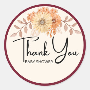 Sticker Rond Poignée ronde Merci à fleurs