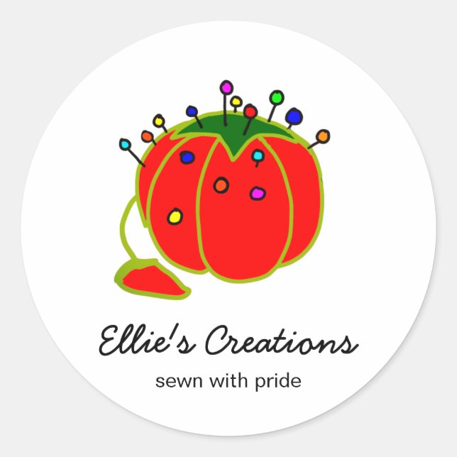Sticker Rond Poignée rouge de mer Cushion Seamstress (Devant)