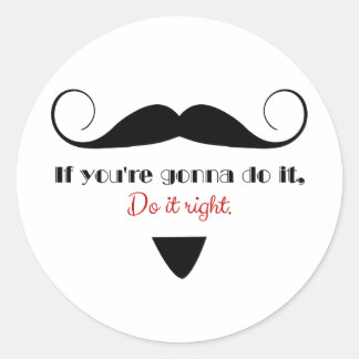 Sticker Rond Poignée vintage Moustache Masculine Stache
