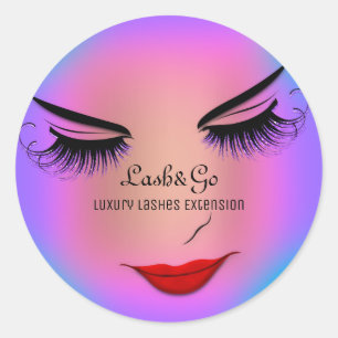 Sticker Rond Poignées d'artiste de maquillage Produit Rouge Omb