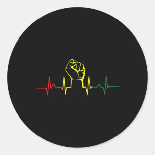 Sticker Rond Poing Black Power Battement de coeur Fierté afro-a