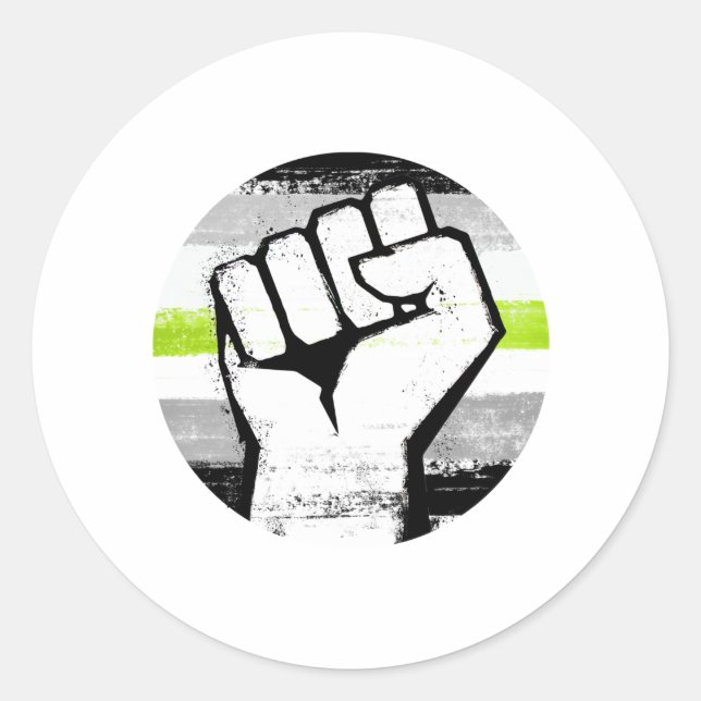 Sticker Rond Poing de Fierté Agender Imprimé Cercle (Devant)