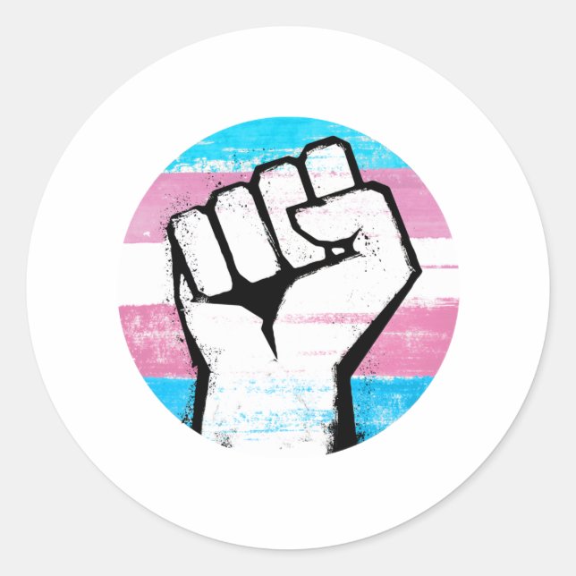 Sticker Rond Poing de Fierté Trans Imprimé Cercle (Devant)