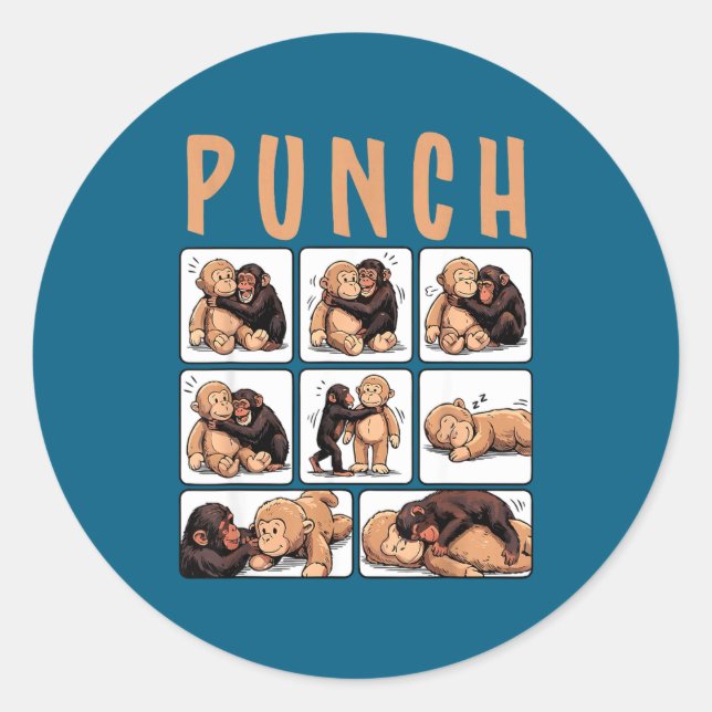 Sticker Rond Poing de mignon singe  (Devant)