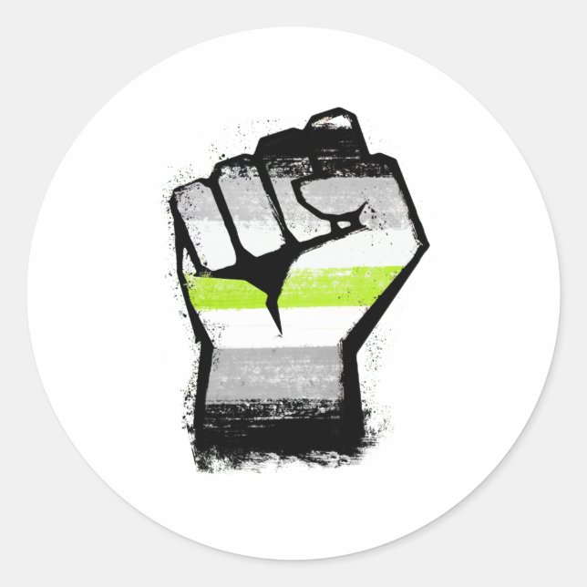Sticker Rond Poing de protestation agender (Devant)