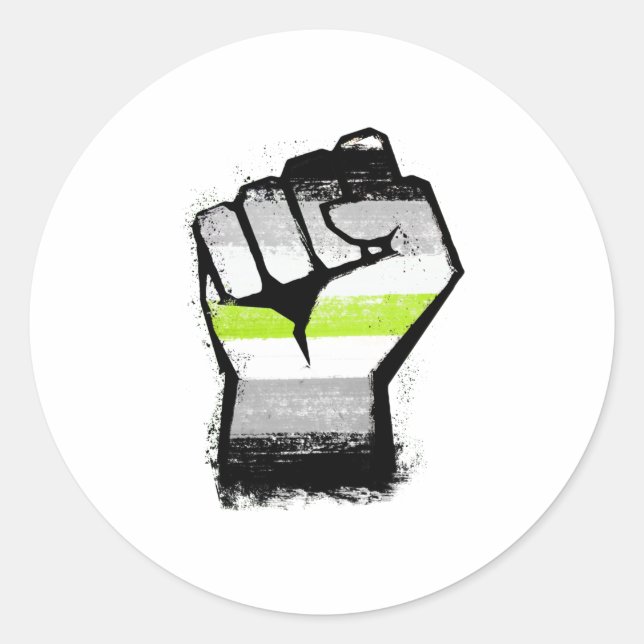 Sticker Rond Poing de protestation agender (Devant)