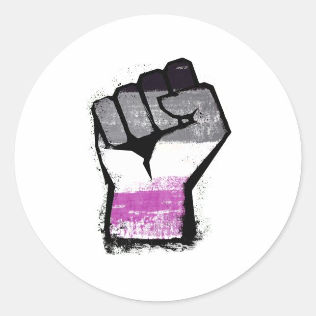 Sticker Rond Poing de protestation asexué (Devant)