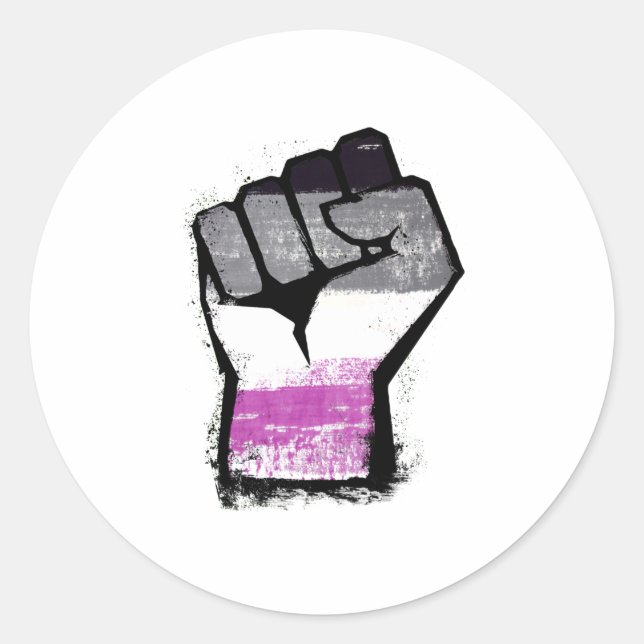 Sticker Rond Poing de protestation asexué (Devant)