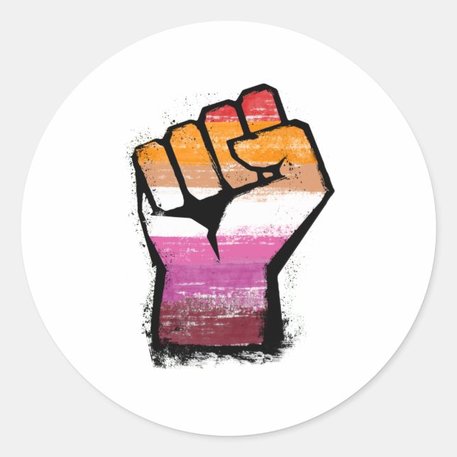 Sticker Rond Poing de protestation lesbienne (Devant)