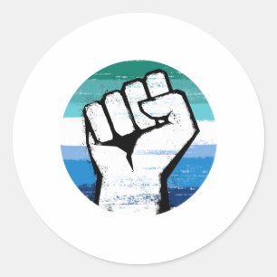 Sticker Rond Poing levé de la fierté gay masculin, impression c