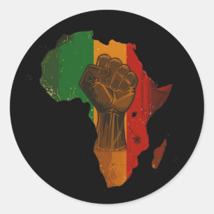 Sticker Rond Poing levé panafricain & Afrique - Plan
