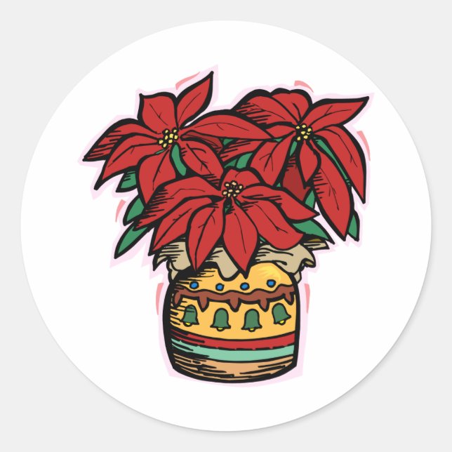Sticker Rond Poinsettia (Devant)