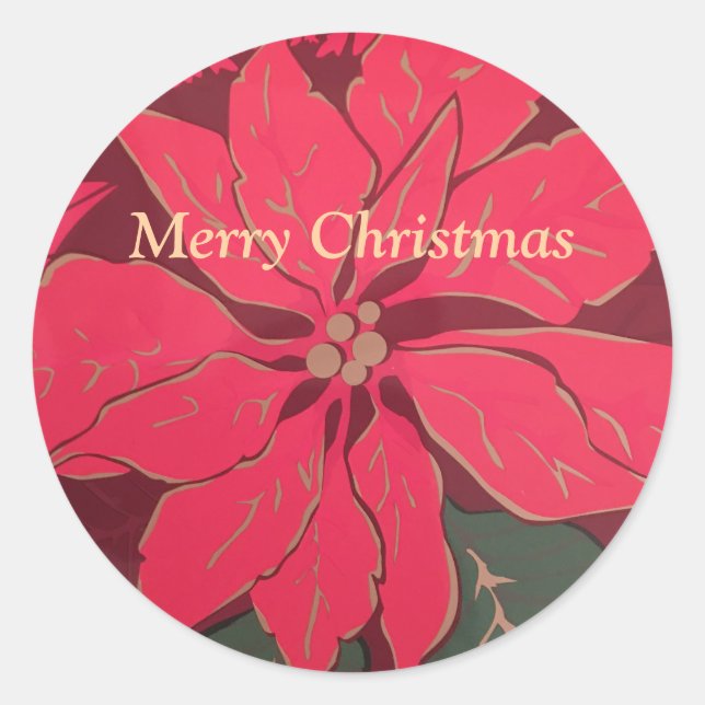 Sticker Rond Poinsettia de Noël -  (Devant)