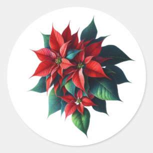 Sticker Rond Poinsettia Floral Noël – Fêtes de fin d'année
