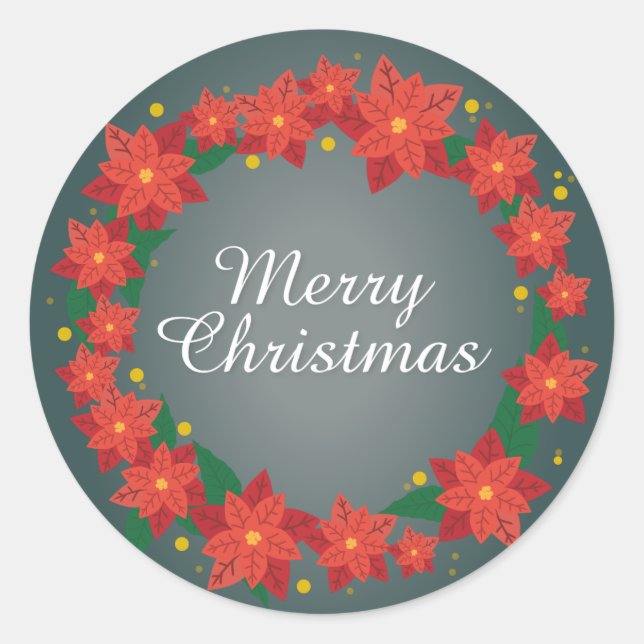 Sticker Rond Poinsettia Joyeux Noël (Devant)