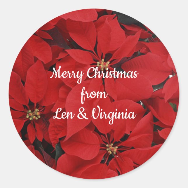 Sticker Rond Poinsettias pour Noël, prêt à customiser (Devant)