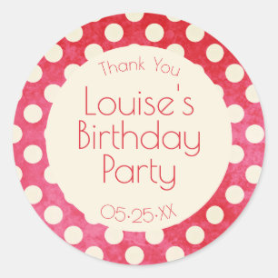 Sticker Rond Point Polka blanc rouge