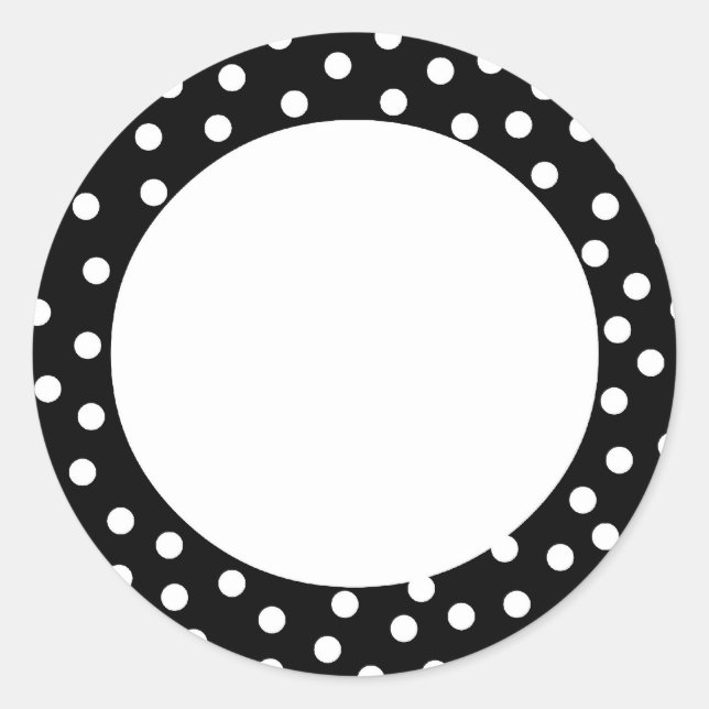 Sticker Rond Point Polka noir et blanc (Devant)