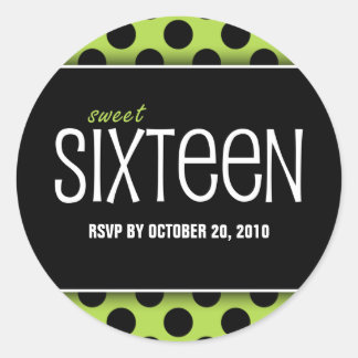 Sticker Rond Point vert sweet sixteen | Sceau d'enveloppe RSVP