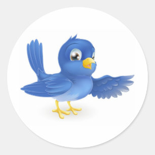Sticker Rond Pointage d'oiseau bleu