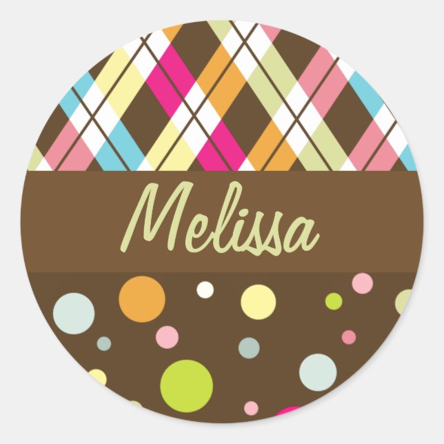 Sticker Rond Pointe Polka et sceau de Jacquard (Devant)