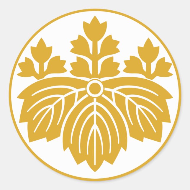 Sticker Rond Pointed-leaf Paulownia with 53 blooms in rice cake (Devant)