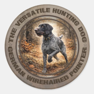Sticker Rond Pointer à poil dur allemand