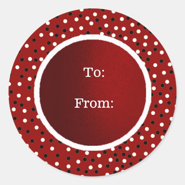 Sticker Rond Pointez un bouton rouge blanc&blanc vers / depuis (Devant)