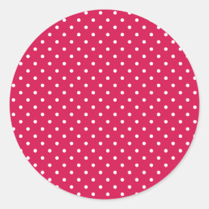 Sticker Rond Pointillisme Classique Blanc - Rouge Framboise
