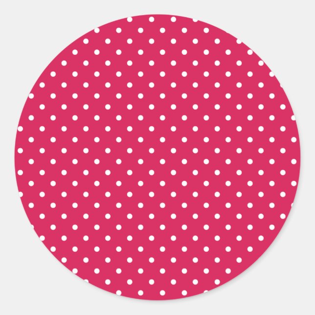 Sticker Rond Pointillisme Classique Blanc - Rouge Framboise (Devant)