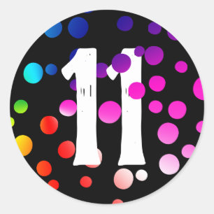 Sticker Rond Points arc-en-ciel du 11e anniversaire en noir