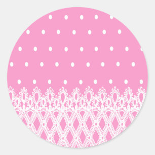 Sticker Rond Points blancs doux rose arrière - plan blanc motif