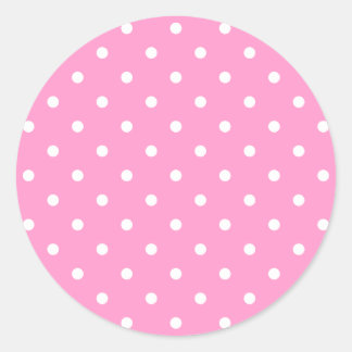 Sticker Rond Points blancs, Motif Pois rose.
