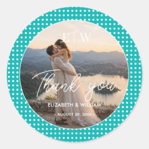 Sticker Rond Points blancs sur sarcelle – Mariage personnalisé