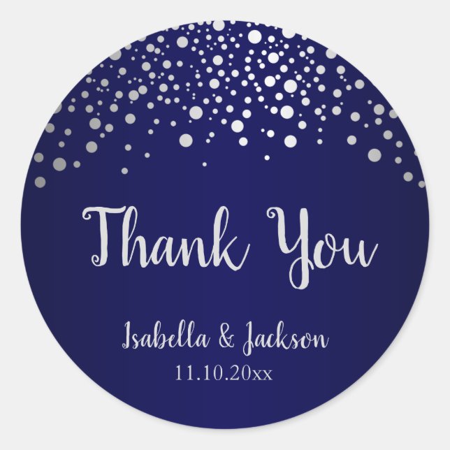 Sticker Rond Points confetti bleu marine et argent (Devant)