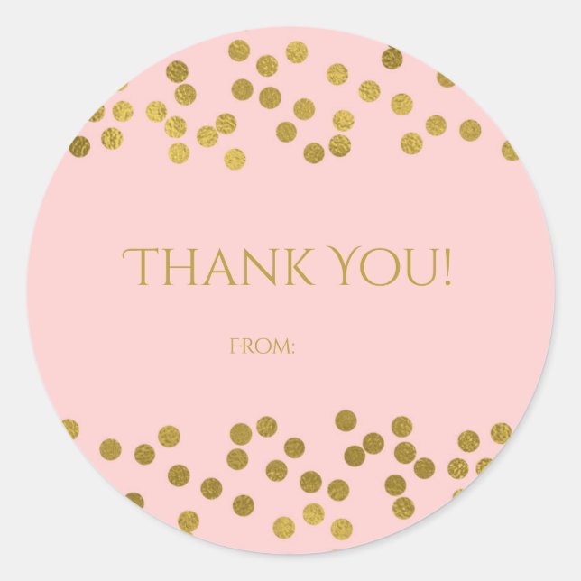 Sticker Rond Points Confetti Pink & Gold Blushing Faux Foil Fav (Devant)