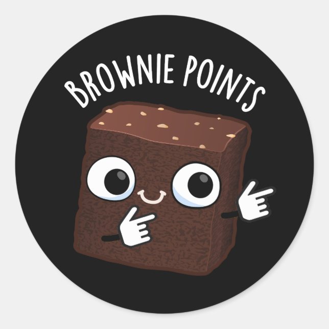 Sticker Rond Points de brownie Snack drôle Pun Fond sombre (Devant)
