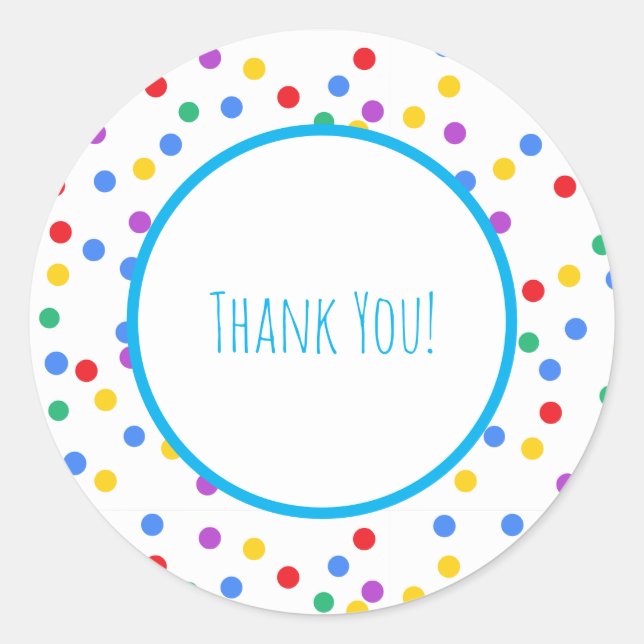 Sticker Rond Points de polka Confetti Enfants Anniversaire Merc (Devant)