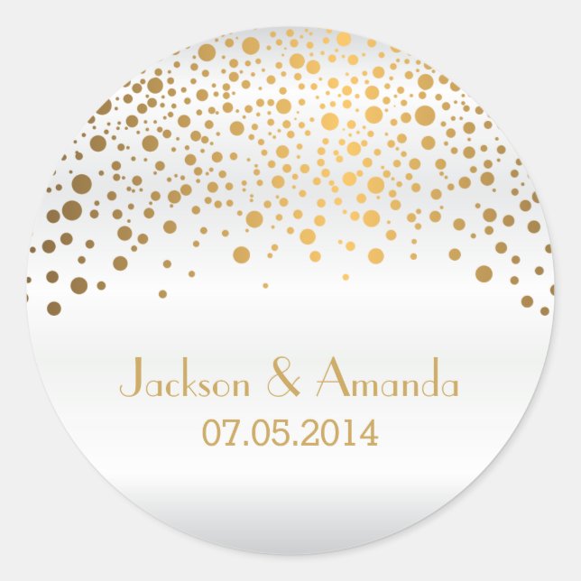 Sticker Rond Points d'or sur satin blanc | Personnaliser (Devant)