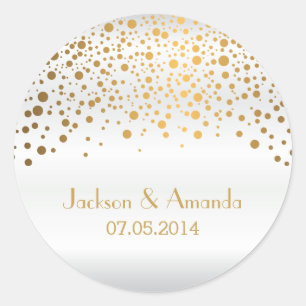 Sticker Rond Points d'or sur satin blanc   Personnaliser