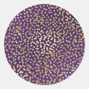 Sticker Rond Points dorés violets Confetti Élégant Chic Glam Fê